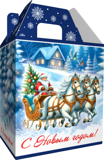 Коробка новогодняя подарочная Тройка, 125х90х140 (+55) мм — изображение 4